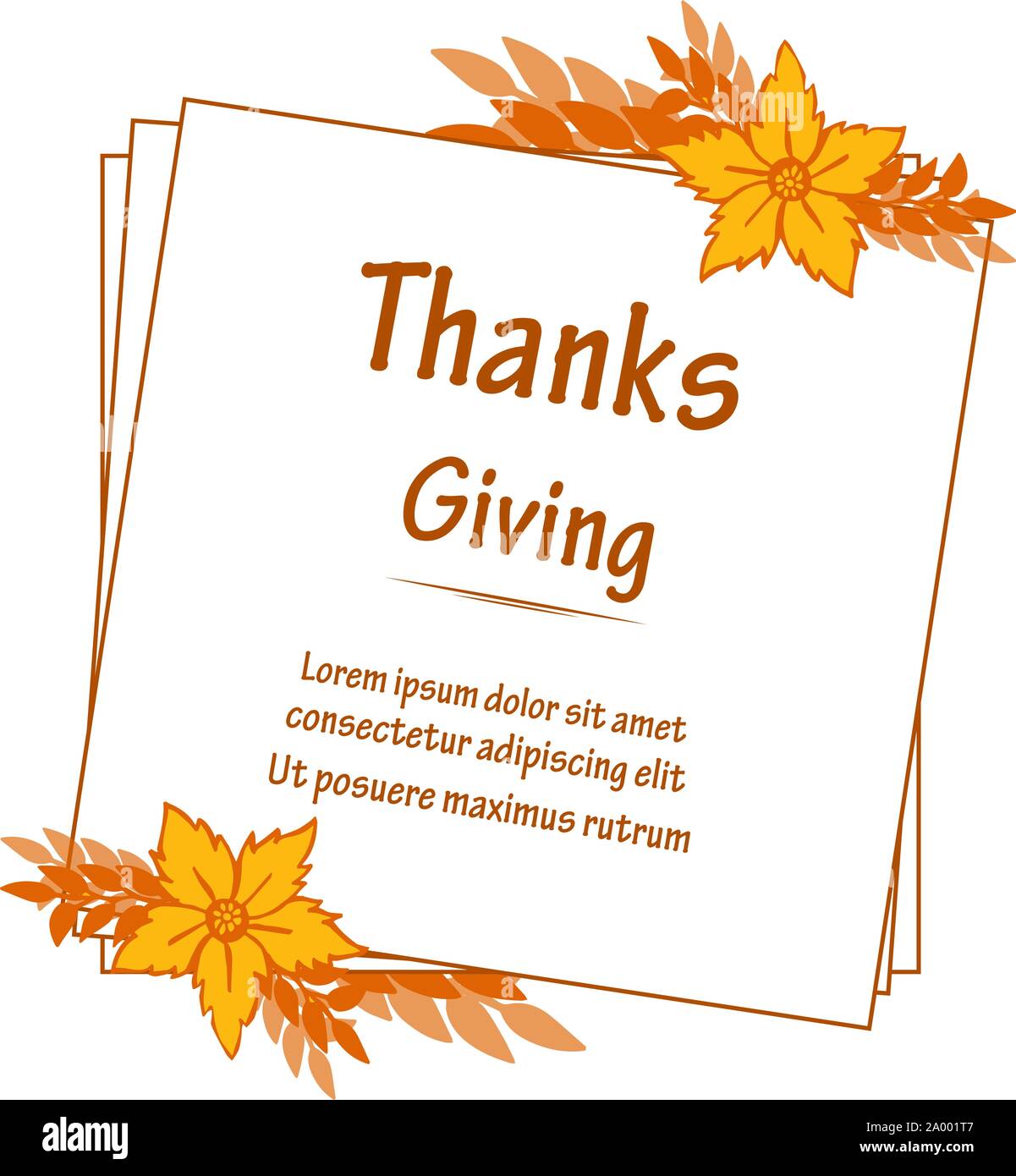 Hand drawn thanksgiving card with decorative of leaf flower frame ...