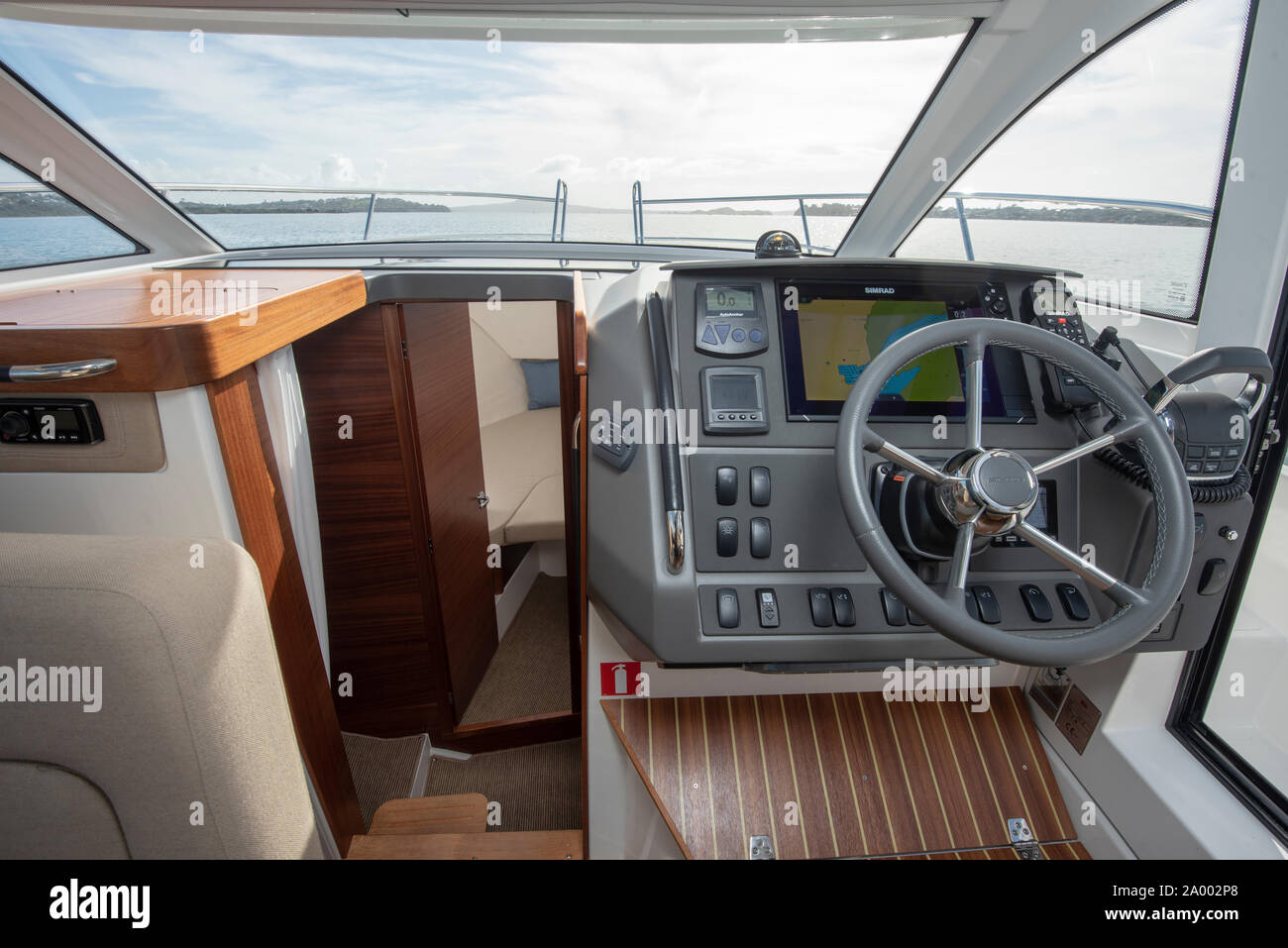 Nimbus 305 Coupe power boat cockpit Stock Photo Alamy