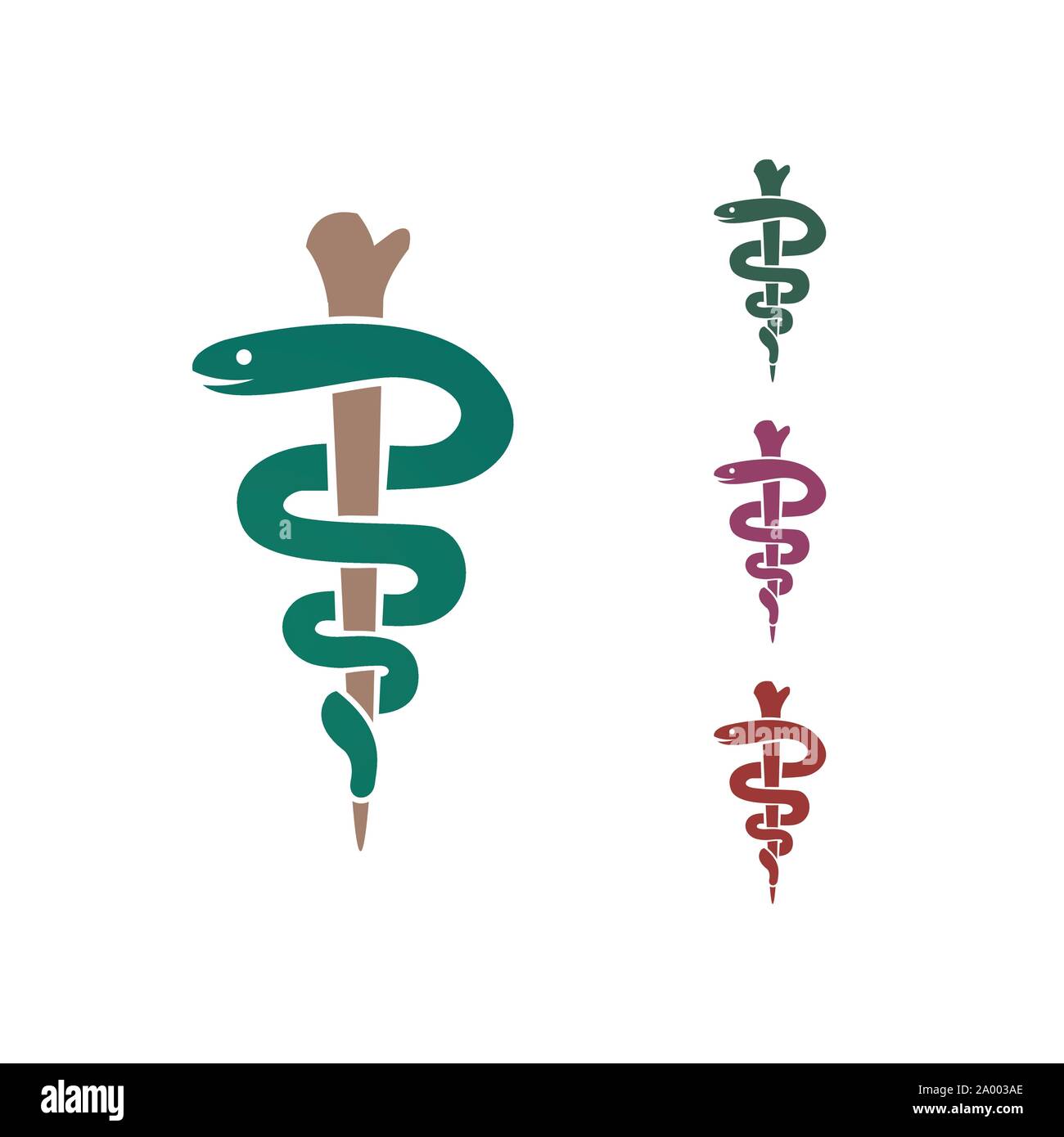 Medical Health Caduceus symbol Asclepius's snake and Wand icon Stock Vector