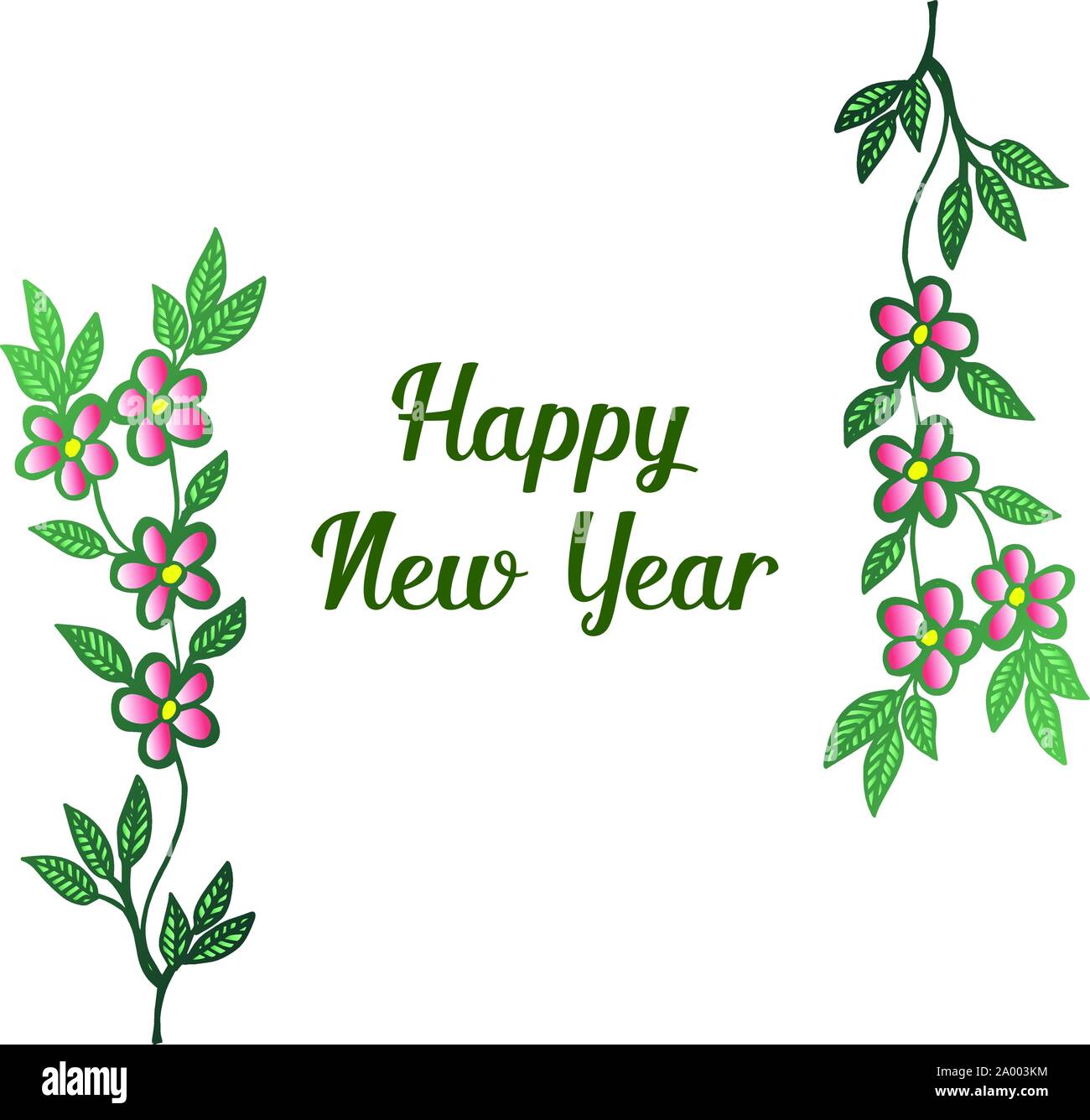 Design greeting card or poster happy new year, with texture of leaf