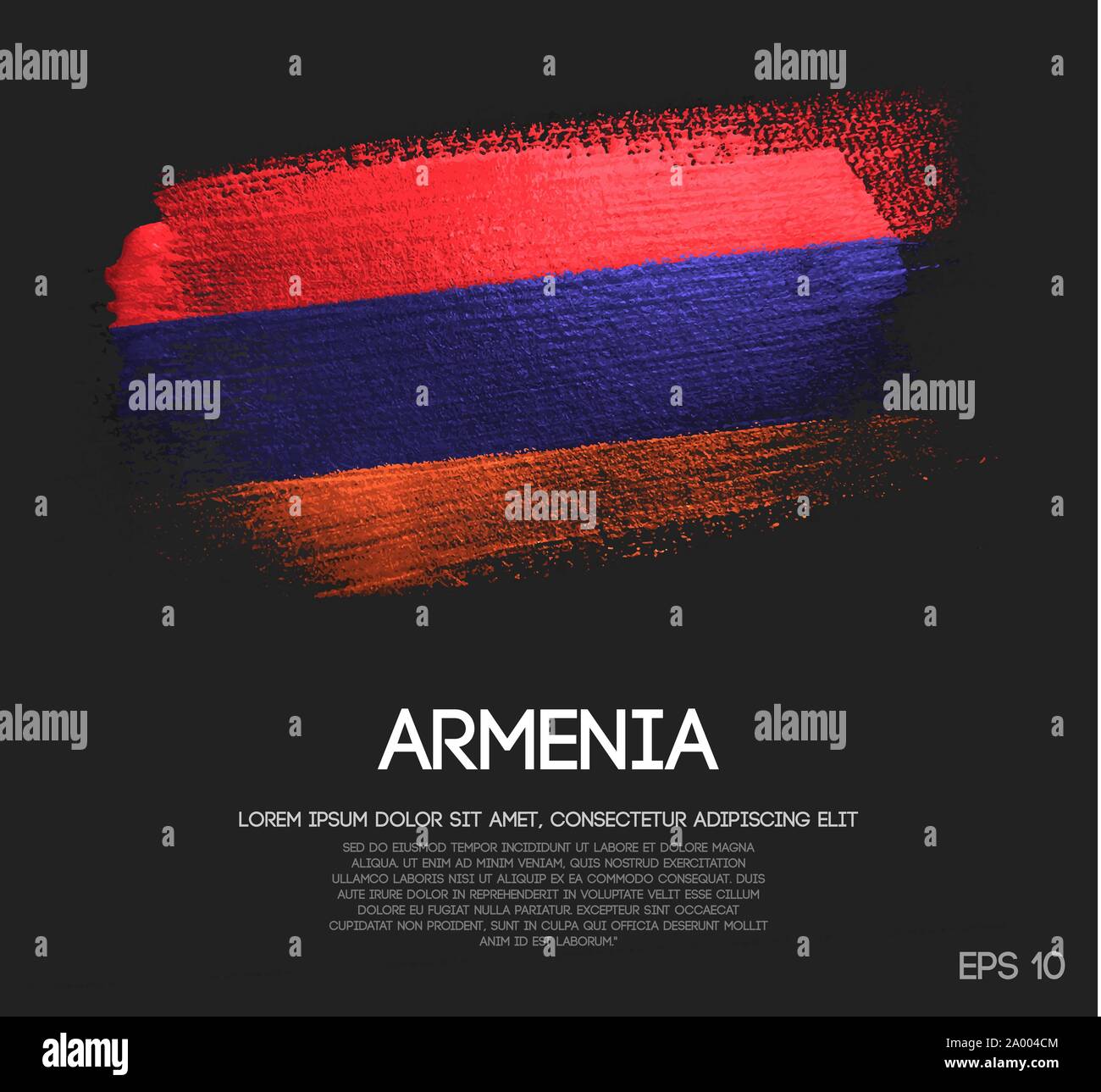 Armenia Flag Made of Glitter Sparkle Brush Paint Vector Stock Vector