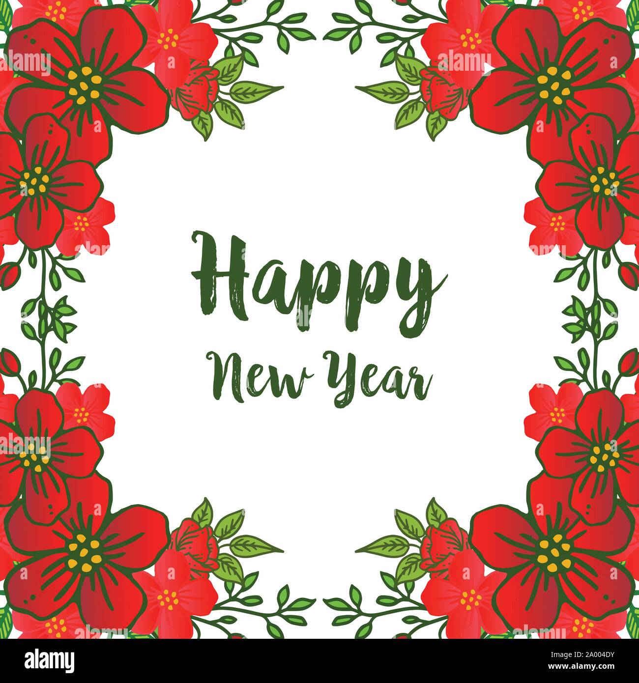 Wallpaper of red flower frame blossom, for elegant card happy new year ...