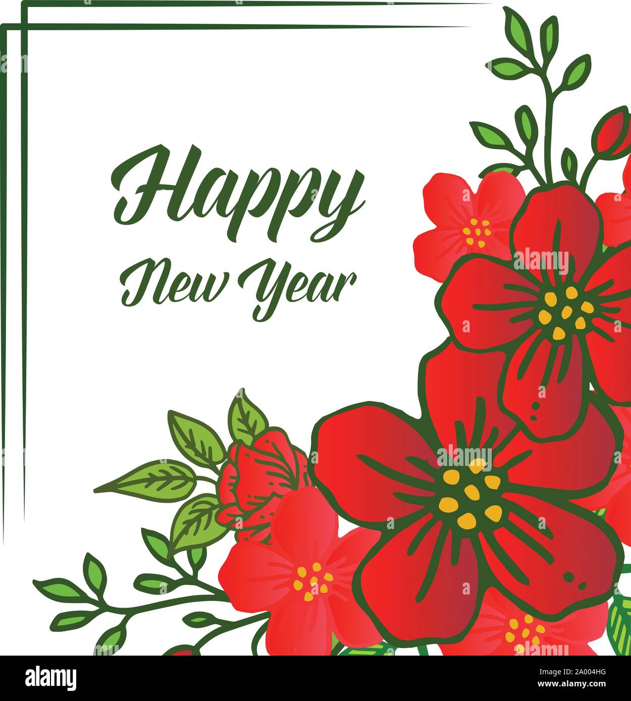Wallpaper of red flower frame blossom, for elegant card happy new year ...