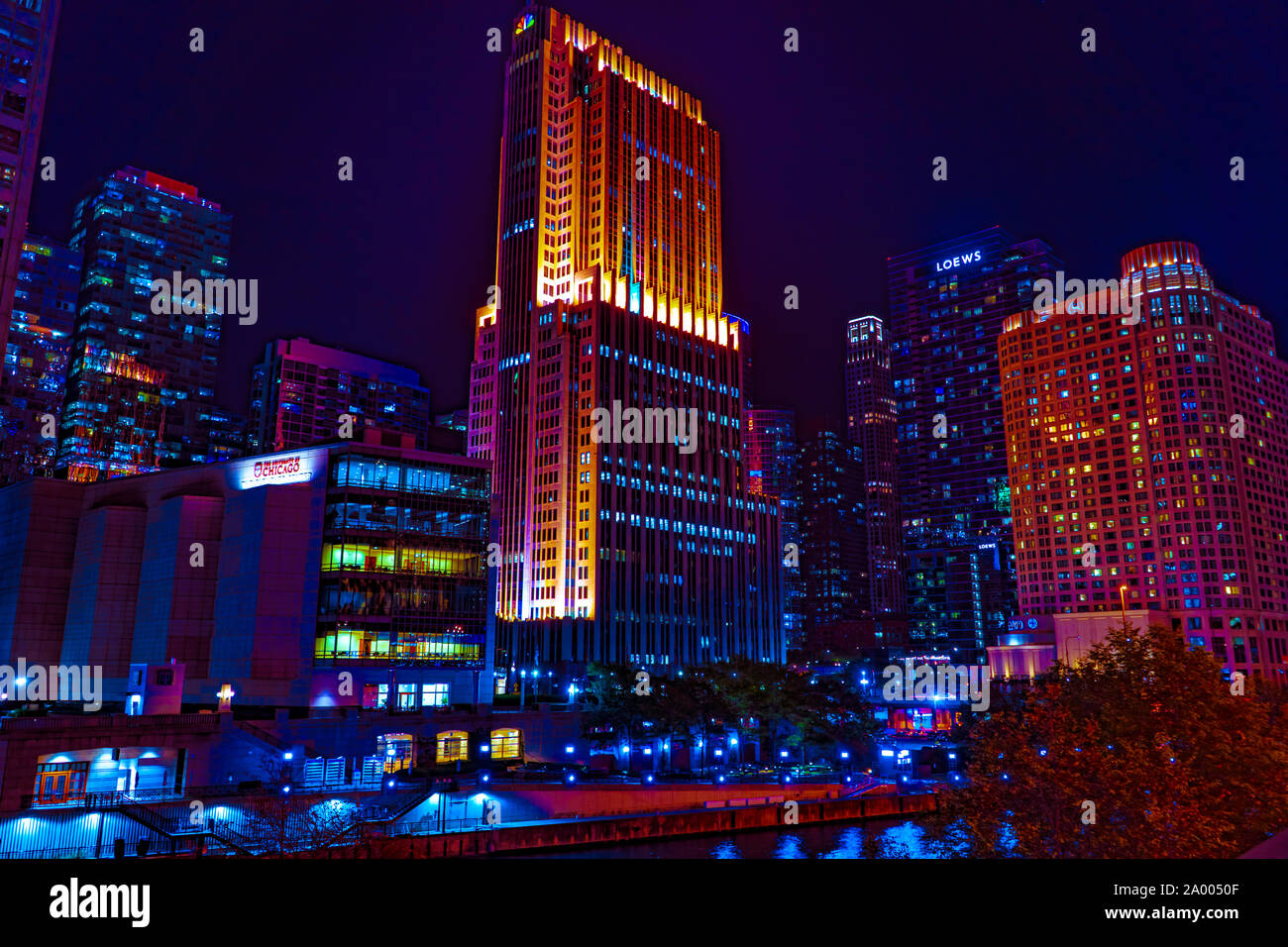colorful panorama of chicago downtown 9.13.2019 Stock Photo - Alamy