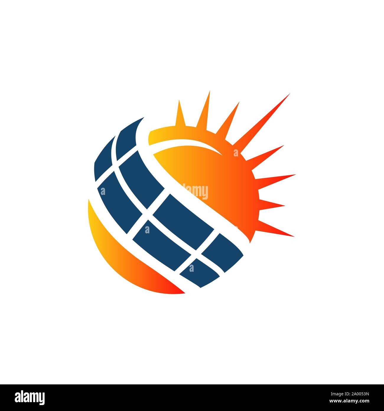 Sun Energy Solar panels logo house and template for green power and natural electricity Stock Vector