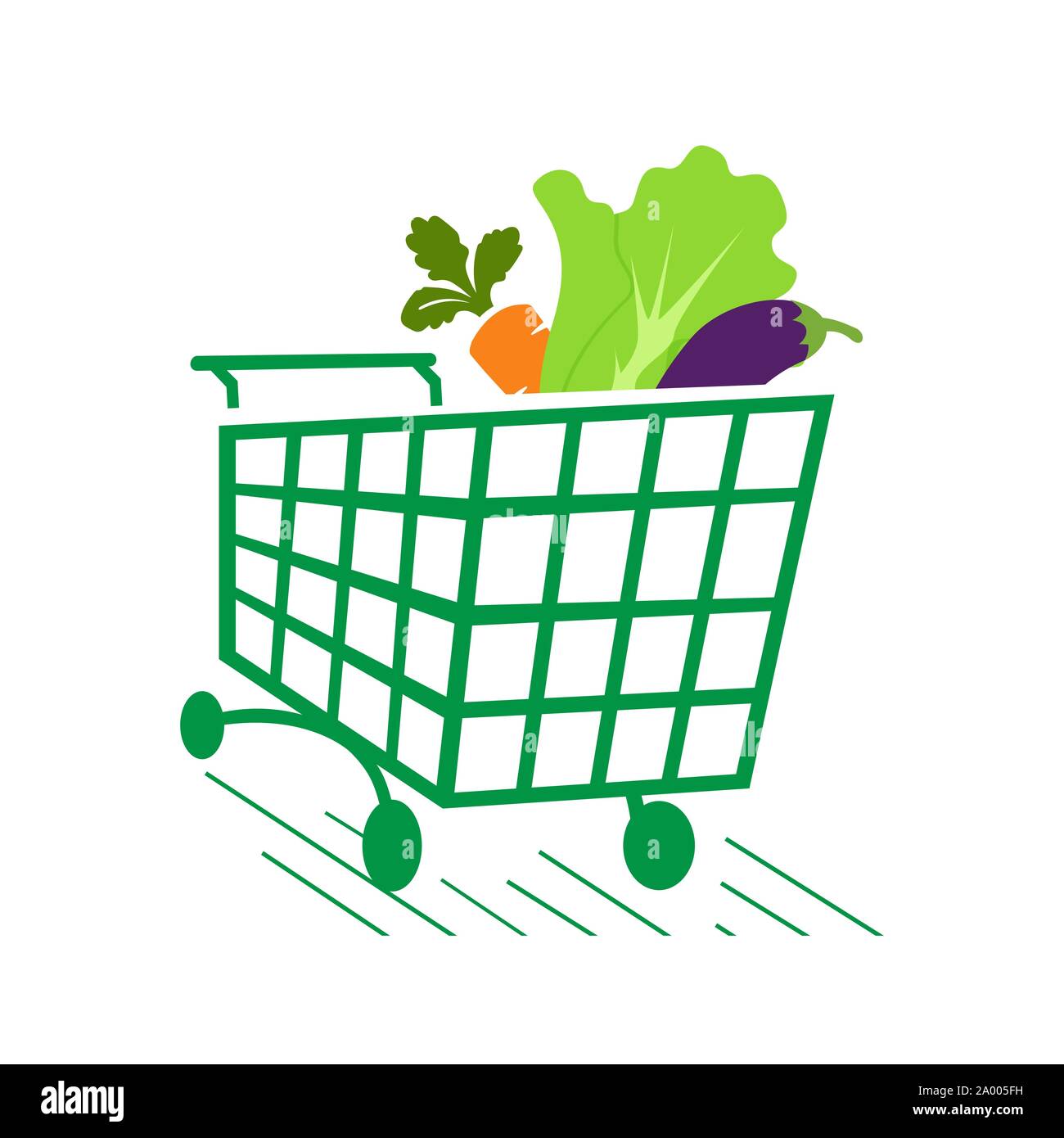vegetables on shopping cart grocery logo icon design symbol vector illustrations Stock Vector