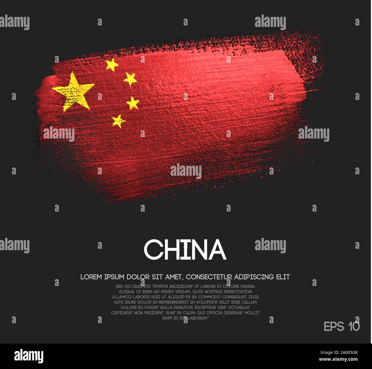 China Flag Made of Glitter Sparkle Brush Paint Vector Stock Vector