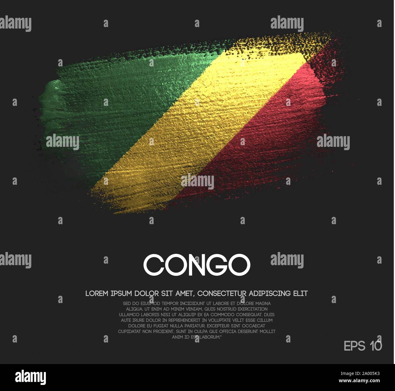 Republic of the Congo Flag Made of Glitter Sparkle Brush Paint Vector ...