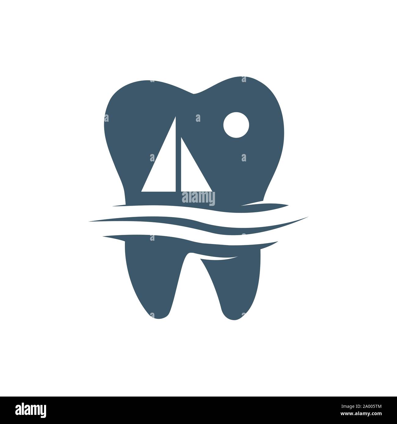dentist stomatology dental clinic Logo on the beach medical design vector template Stock Vector