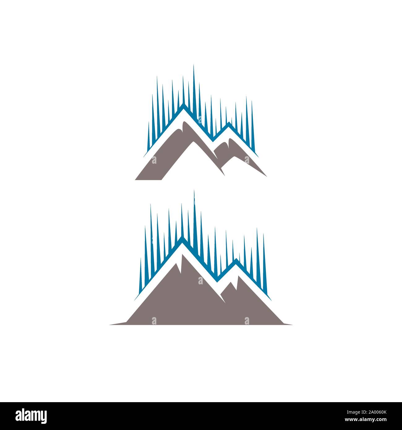 aurora with peak of Mountain logo tech vector illustrations Stock Vector