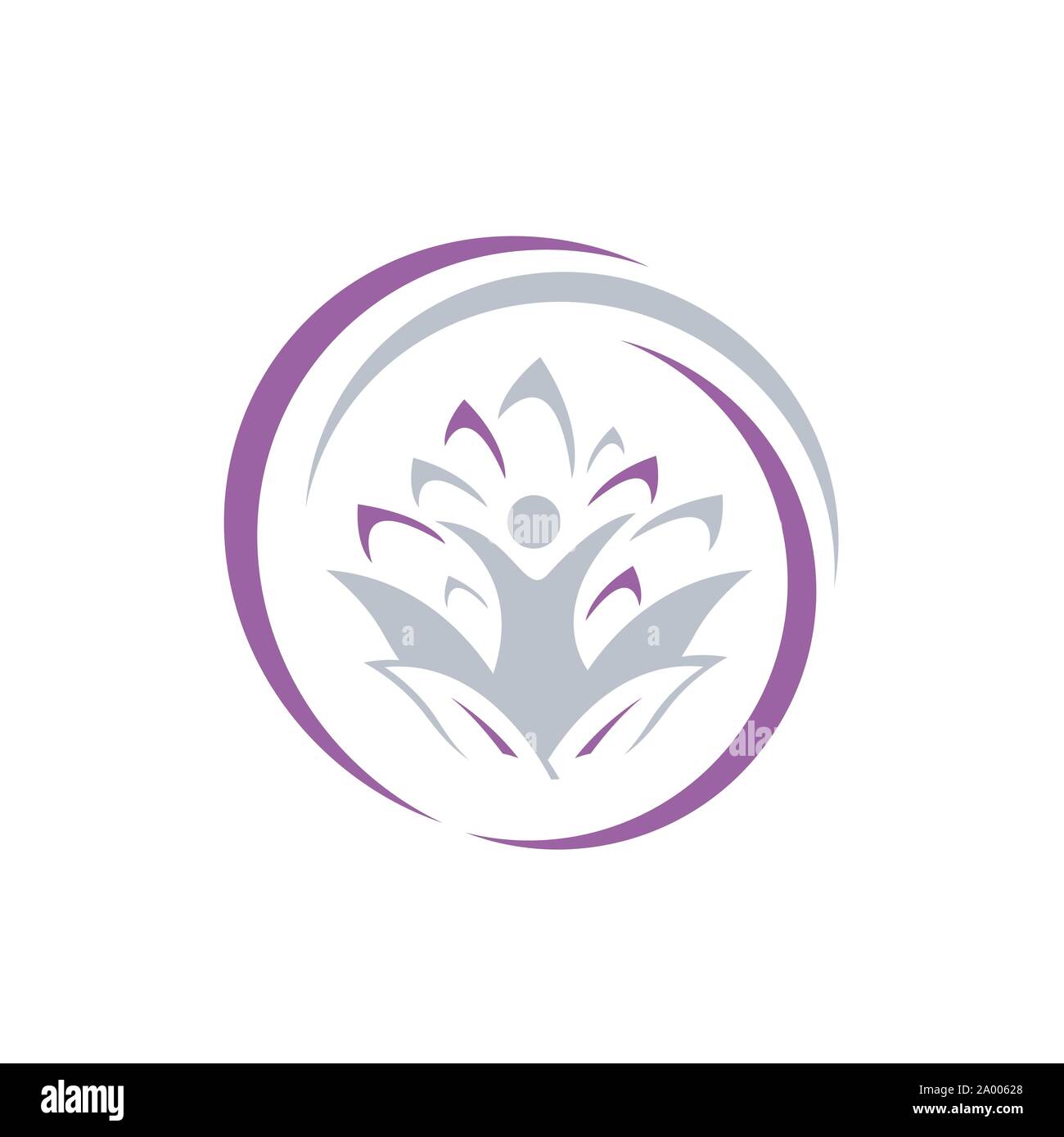 Abstract Lotus Flower and People Logo design vector yoga wellness Icon Elements Symbol Stock Vector