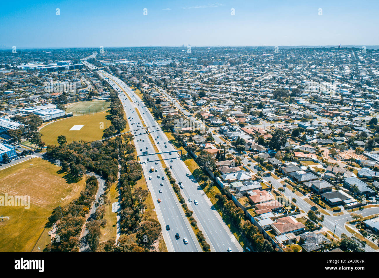 Cars driving on Monash Freeway at Wheelers Hill suburb in Melbourne