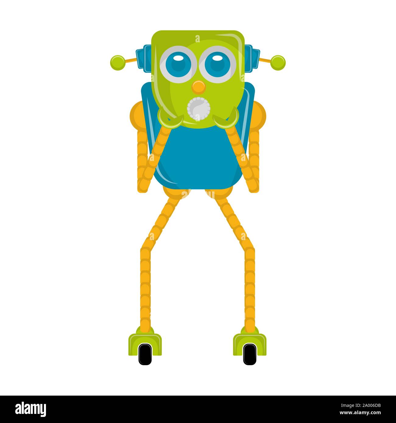 Surprised robot toy on a white background - Vector Stock Vector