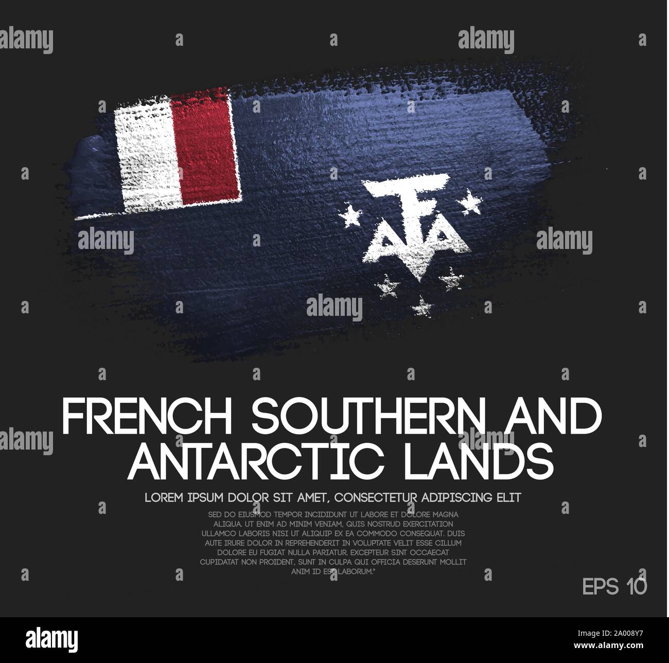French Southern Flag Made of Glitter Sparkle Brush Paint Vector Stock Vector