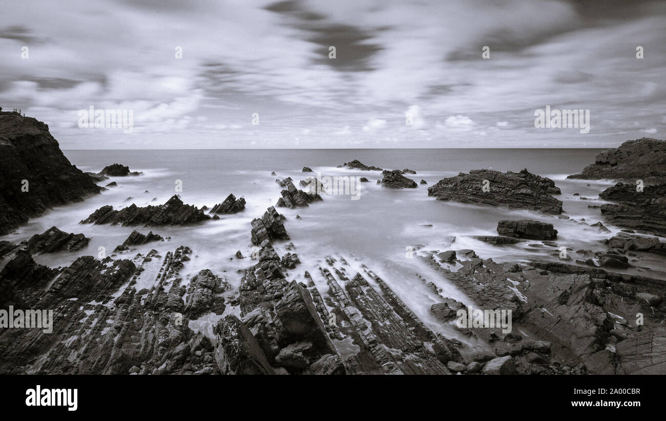 Shoreline rock formations at Hartland Quay, Devon, England Stock Photo