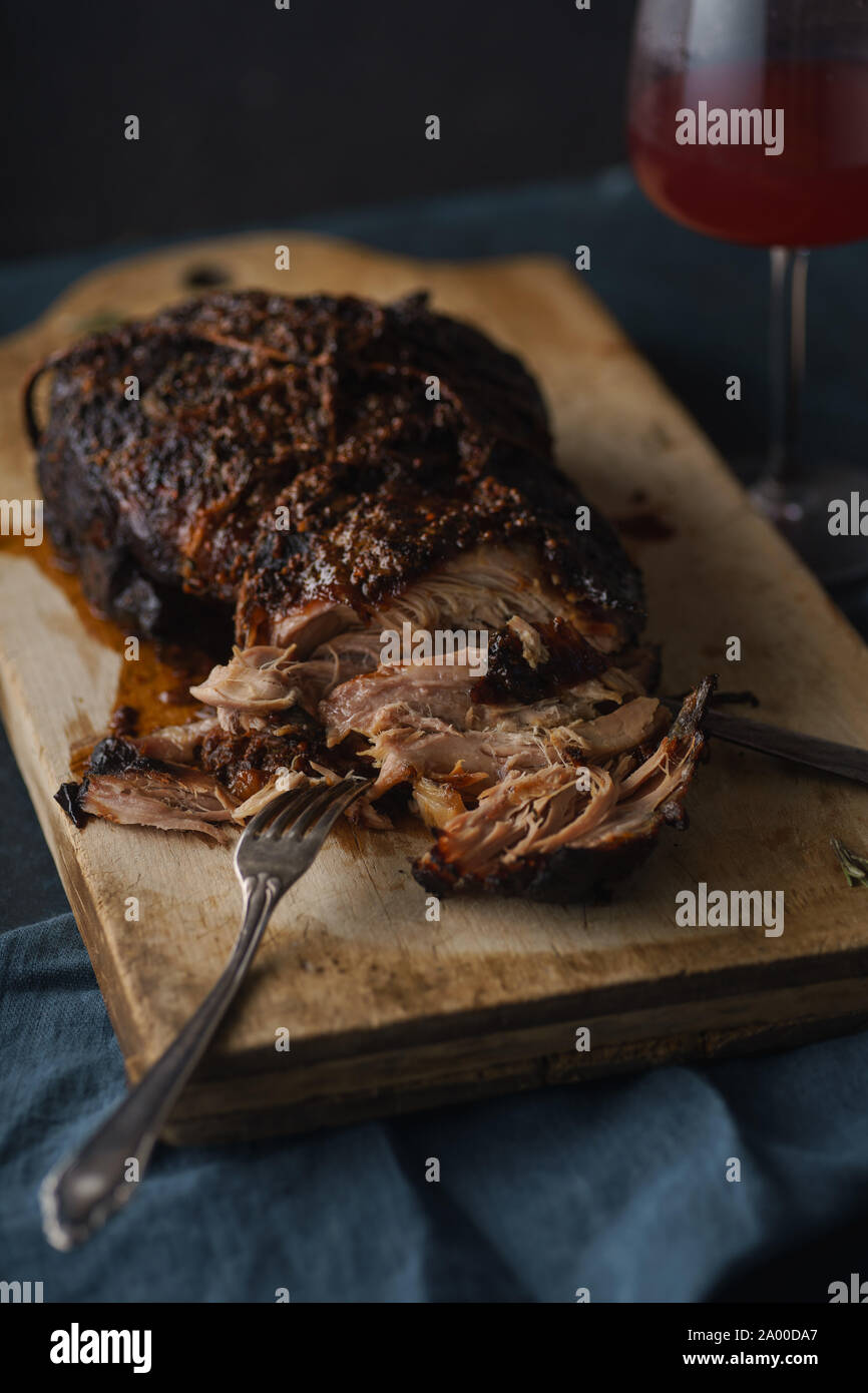 Slowcooked pork with sugar glazing Stock Photo Alamy