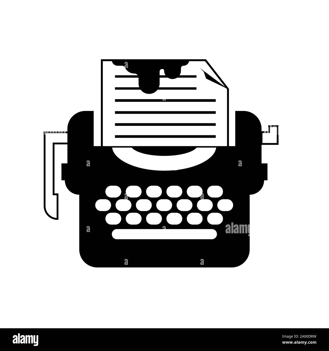 Isolated black and white drama typewriter icon. Flat Vector for writers ...