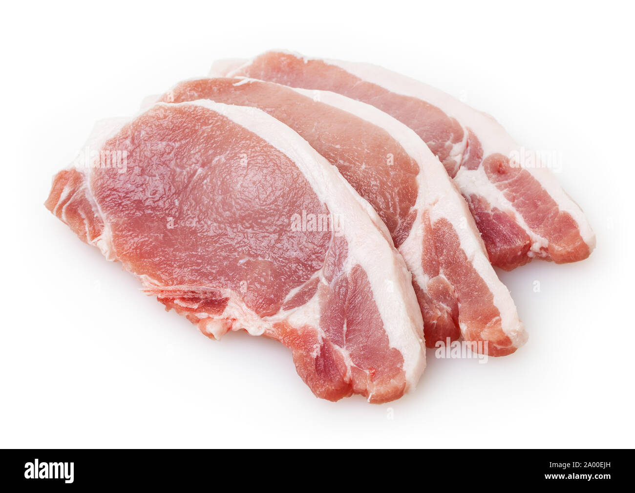Raw pork meat isolated on white background Stock Photo - Alamy