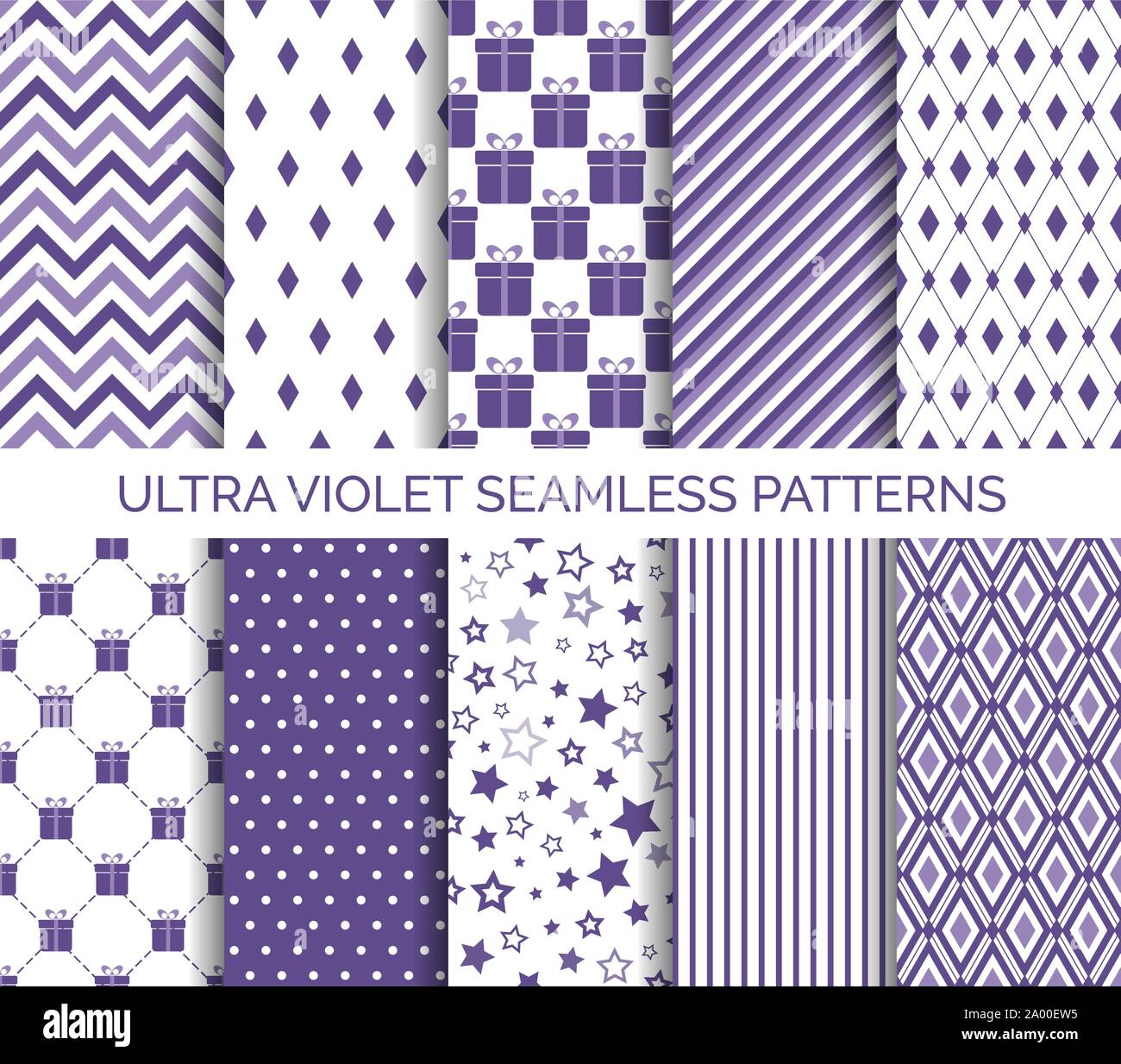 Ultra violet color seamless vector patterns Stock Vector