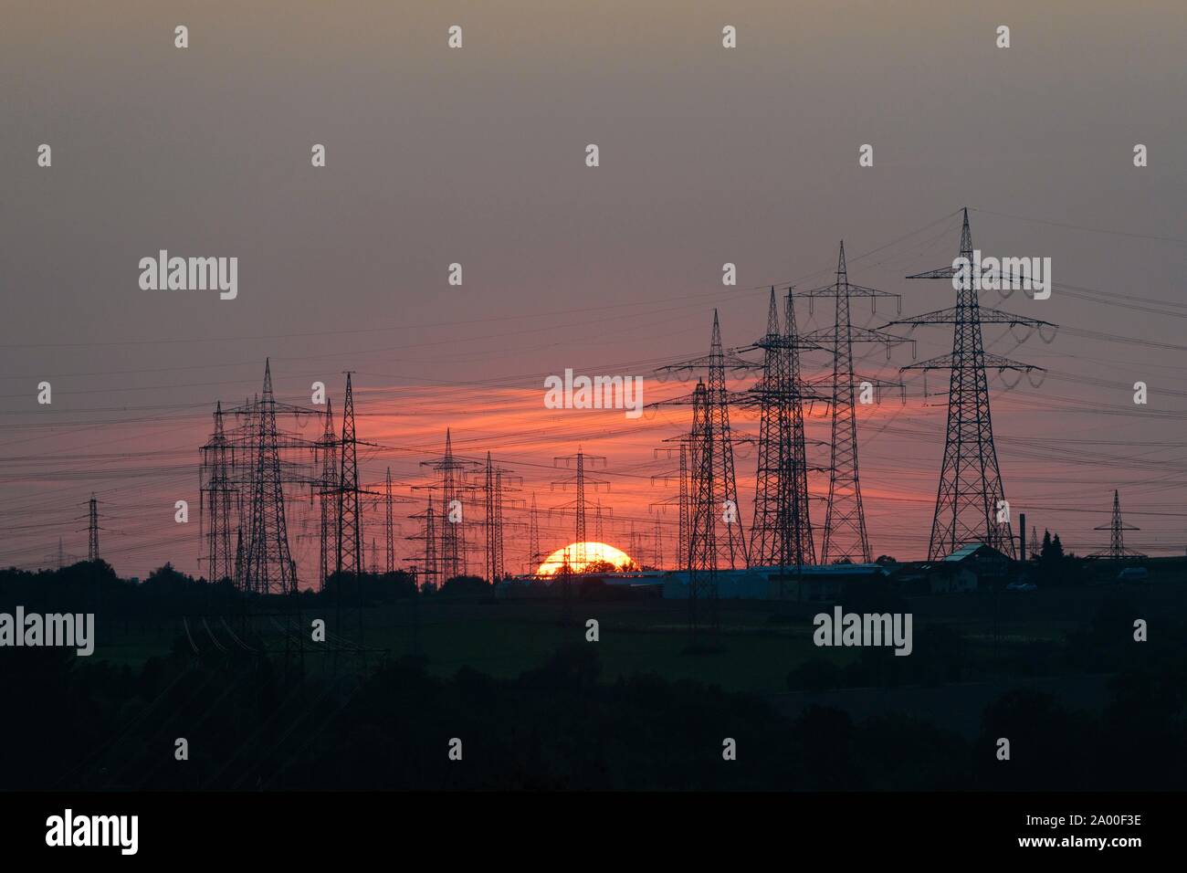 High voltage power lines at sunset hi-res stock photography and images ...
