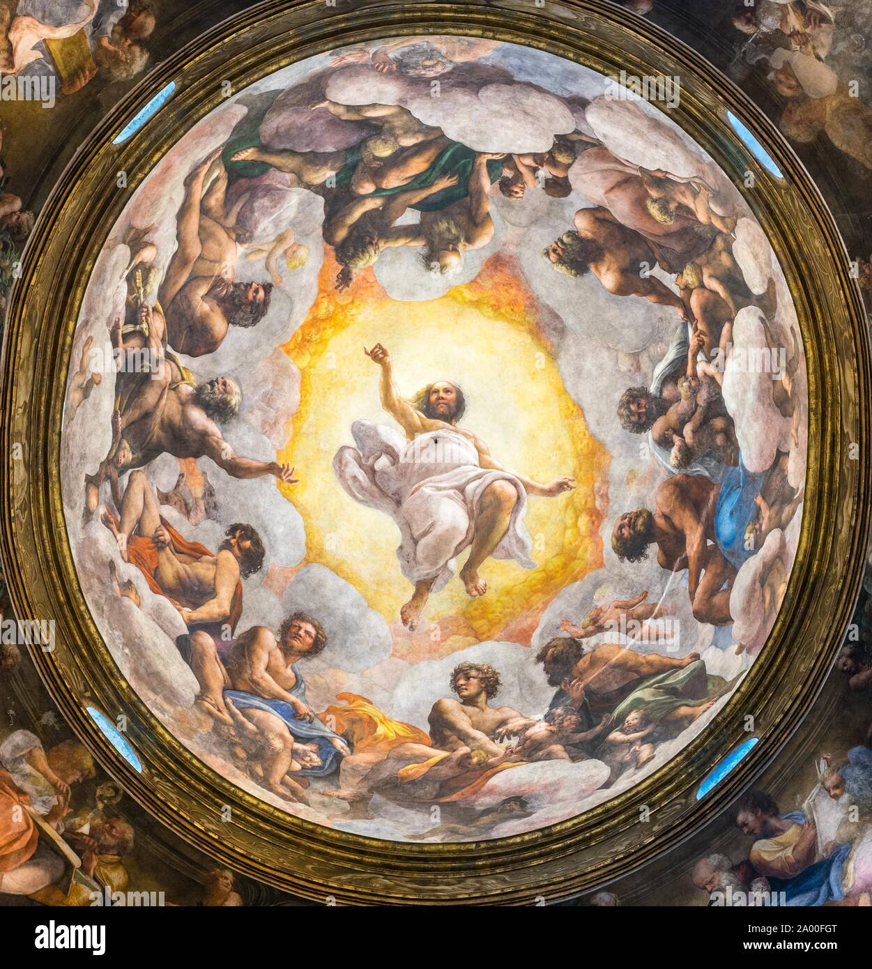 Ceiling fresco, vision of St. John in Patmos, monastery San Giovanni Evangelista, Parma, Emilia-Romagna, Italy Stock Photo
