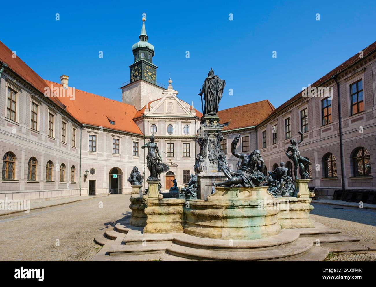Fountain courtyard of the residence, Munich, Upper Bavaria, Bavaria, Germany Stock Photo
