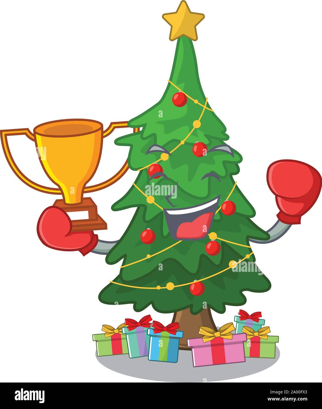 Boxing winner christmas tree toy shaped a character Stock Vector Image