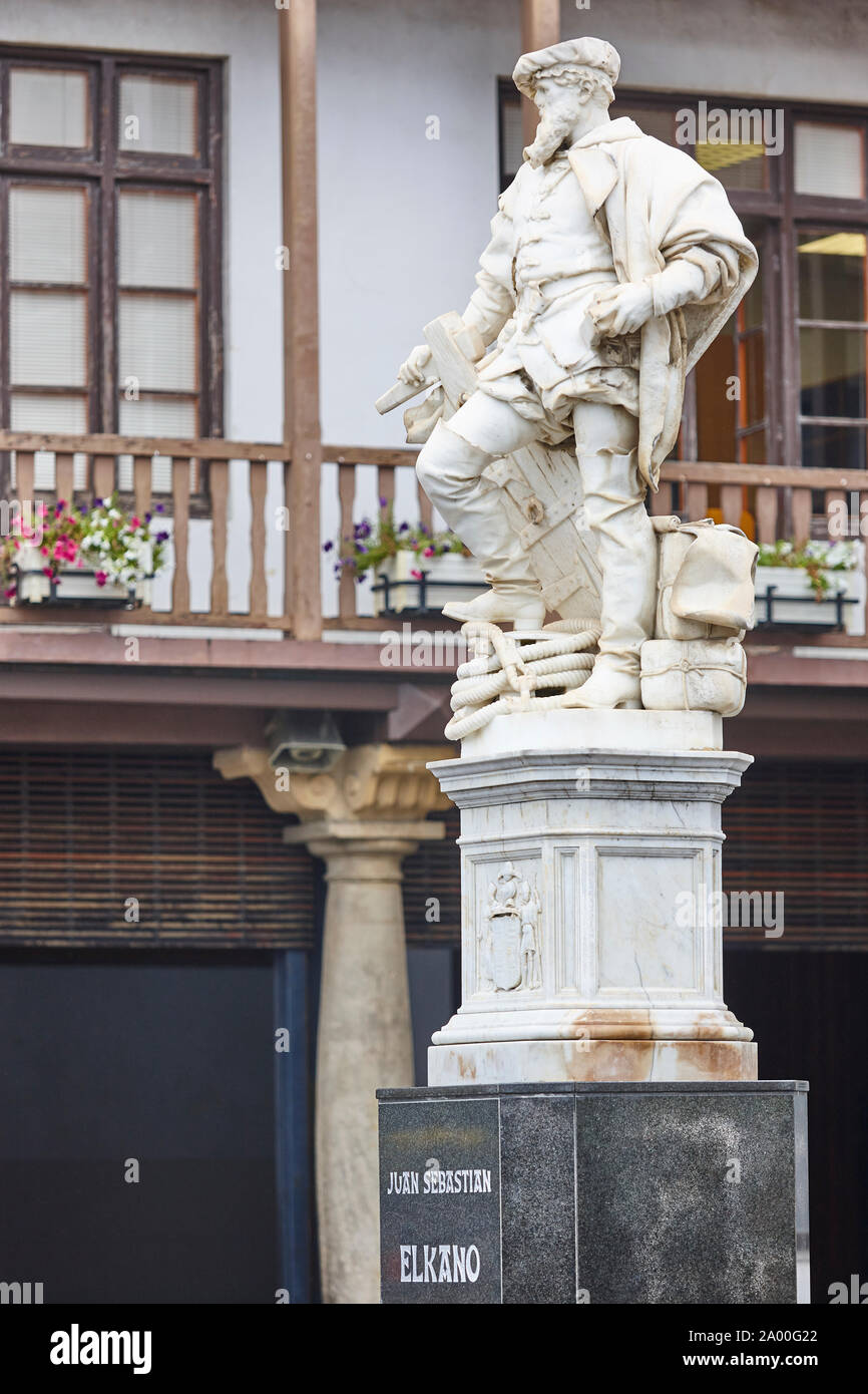 Juan Sebastian Elcano statue in Guetaria village, Euskadi. Spain Stock Photo