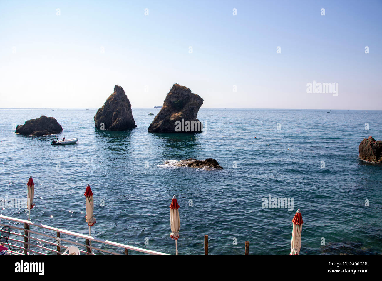 Landscape of the coastline with the Faraglioni  at Vietri sul Mare, Naples, Italy f Stock Photo
