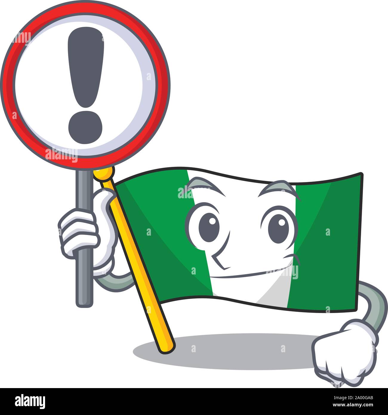 With sign nigeria flag flew at mascot pole Stock Vector