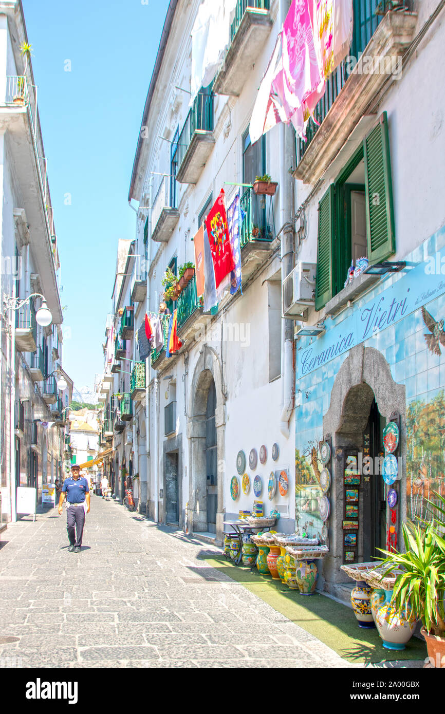 At Vietri sul mare Italy On july 2019 The picturesque historical center of the town on At Vietri sul mare Italy On july 2019 The picturesque historical center of the town on