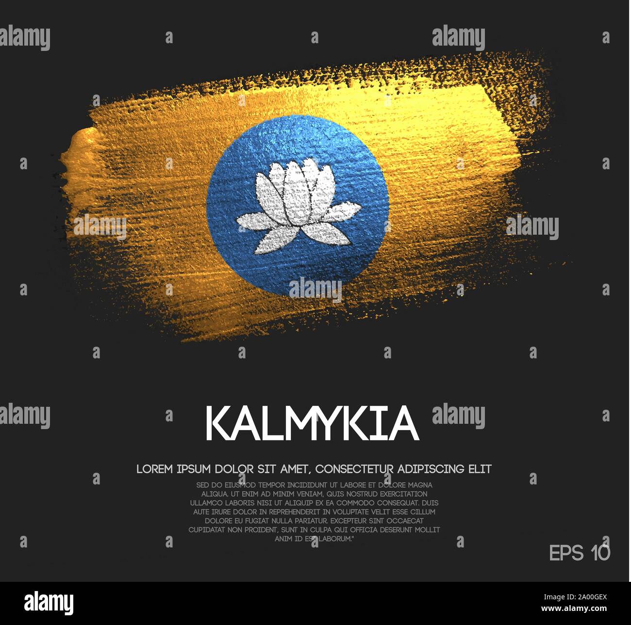 Kalmykia Flag Made of Glitter Sparkle Brush Paint Vector Stock Vector