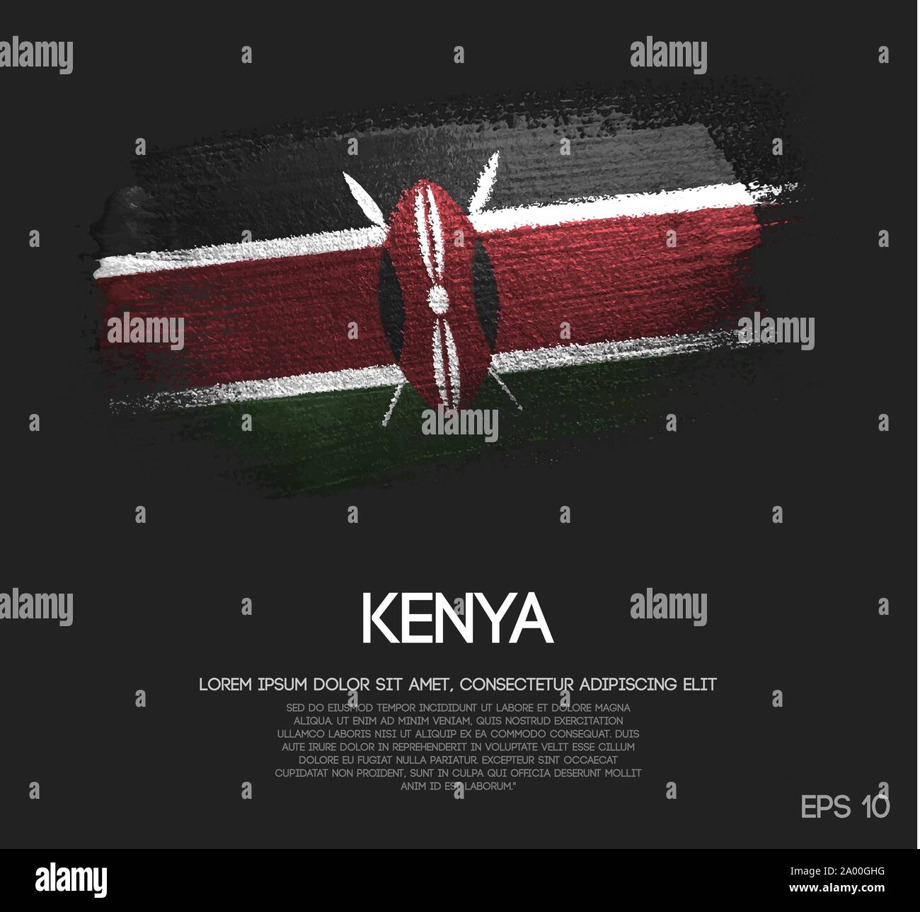 Kenya Flag Made of Glitter Sparkle Brush Paint Vector Stock Vector
