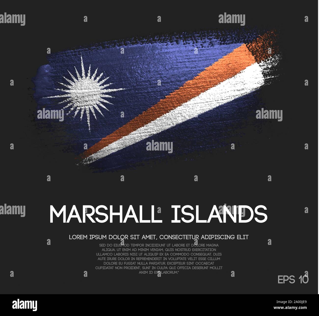 Marshall Islands Flag Made of Glitter Sparkle Brush Paint Vector Stock Vector