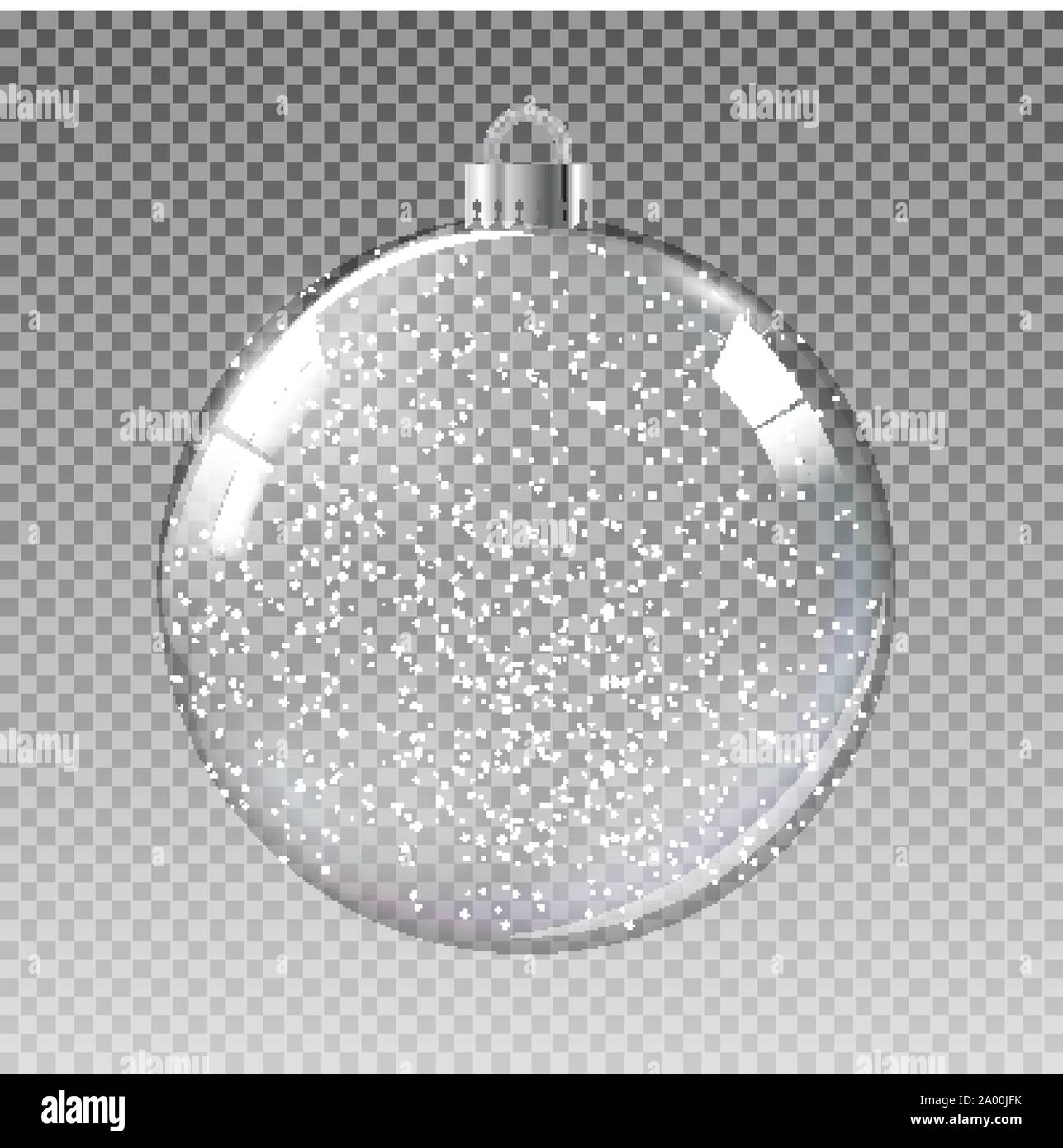 Glass Transparent Christmas Ball with Snow. Vector Illustration Stock ...