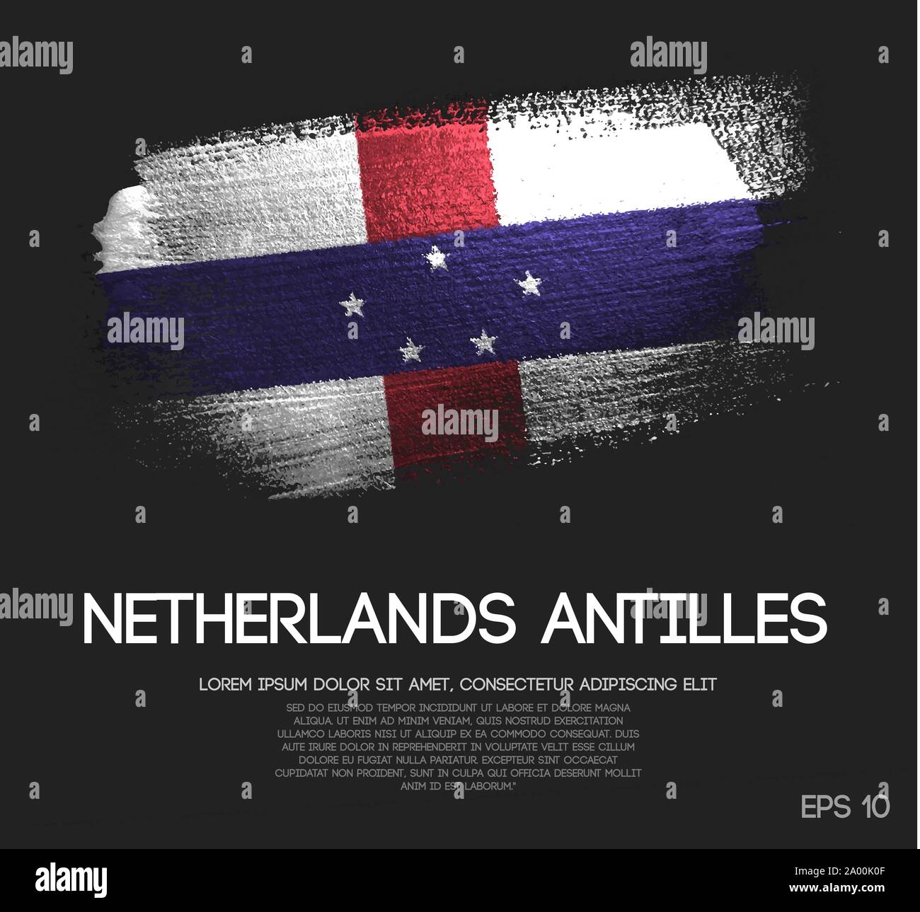 Netherlands Antilles Flag Made of Glitter Sparkle Brush Paint Vector ...