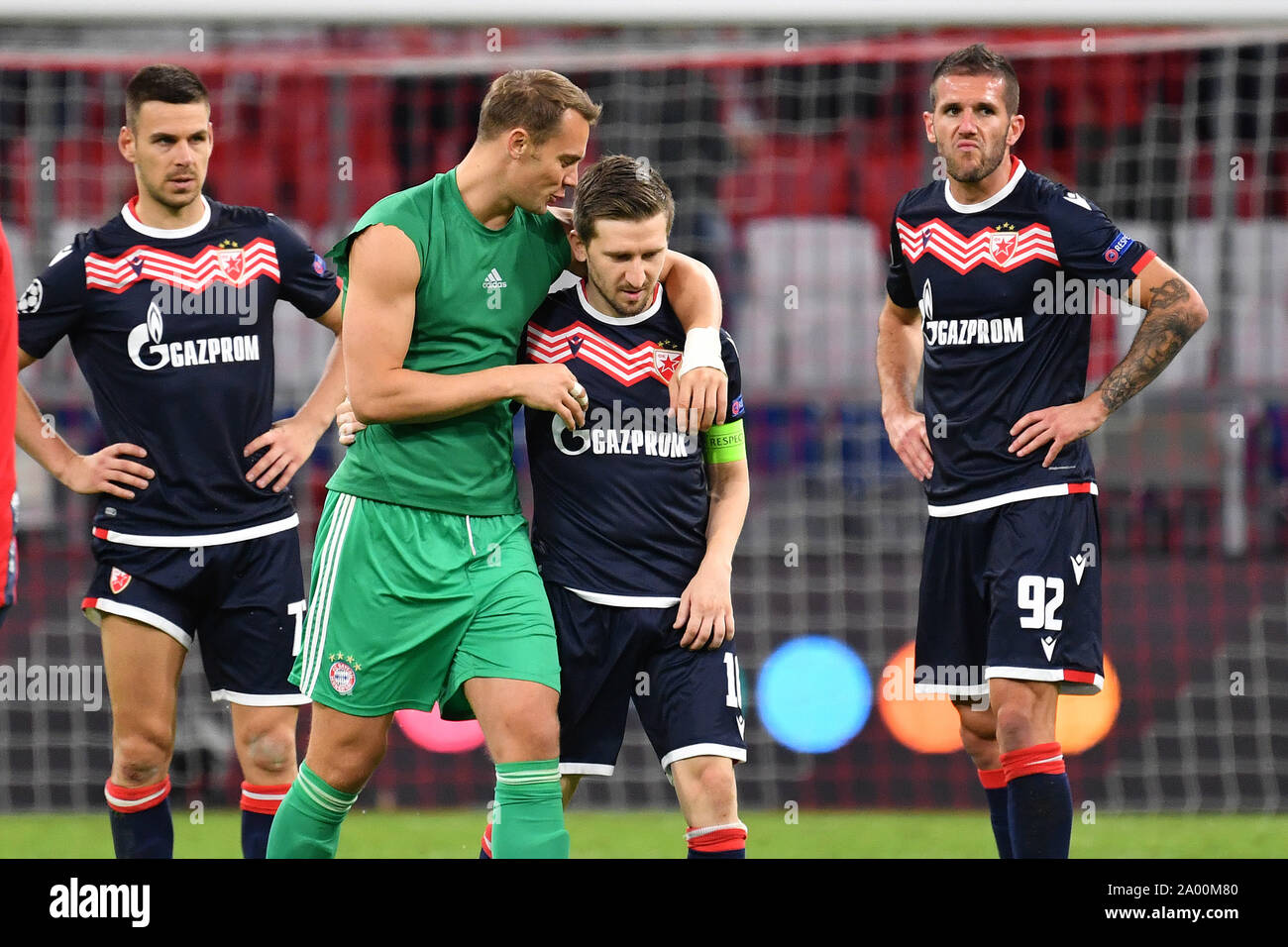 Manuel Neuer Goalkeeper Fc Bayern Munich Troubles Marko Marin Belgrade After The End Of The Game