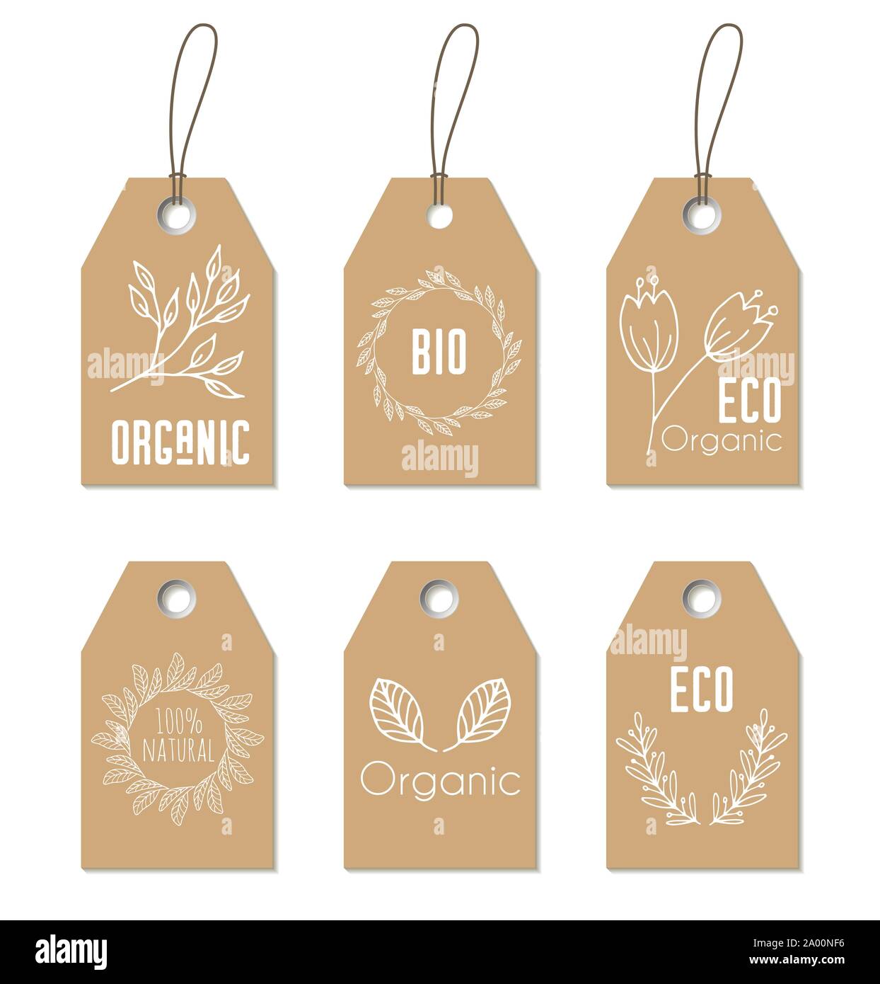Eco organic tags. Vector floral craft labels Stock Vector Image & Art