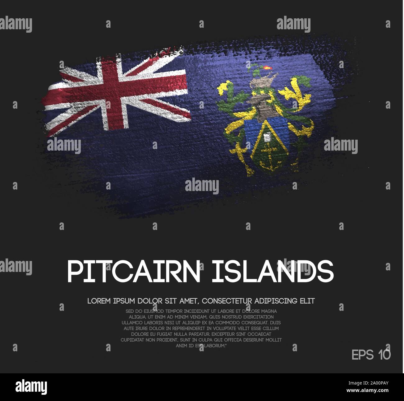 Pitcairn Islands Flag Made of Glitter Sparkle Brush Paint Vector Stock Vector