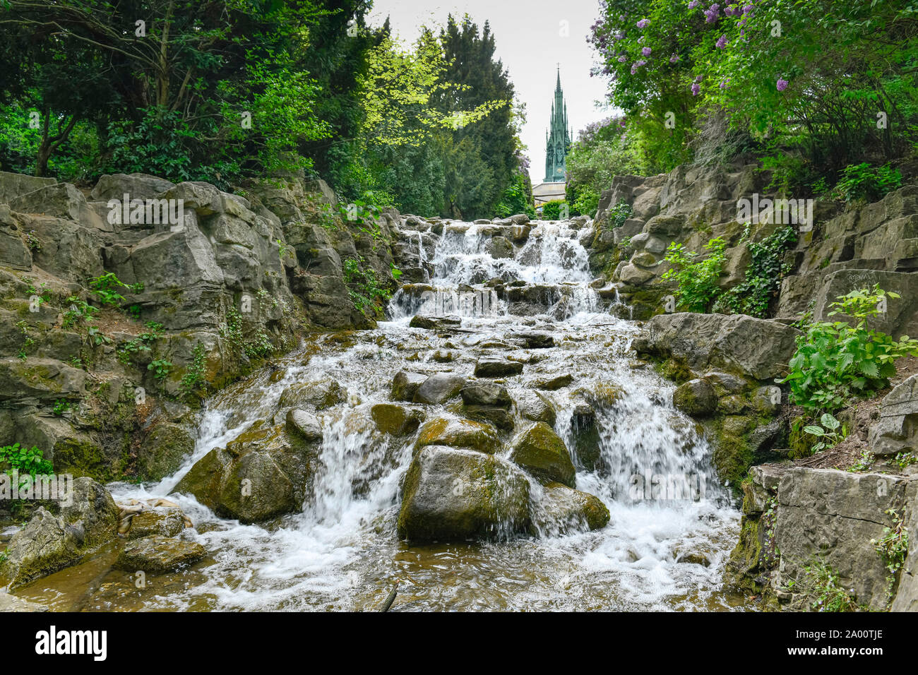 Wasserfall, Viktoriapark, Kreuzberg, Berlin, Deutschland Stock Photo