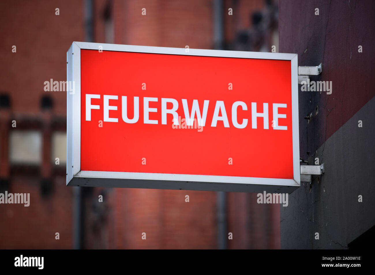 Schild Feuerwache, Feurigstrasse, Schoeneberg, Berlin, Deutschland Stock Photo