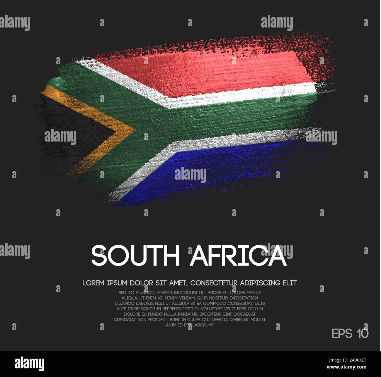 South Africa Flag Made of Glitter Sparkle Brush Paint Vector Stock