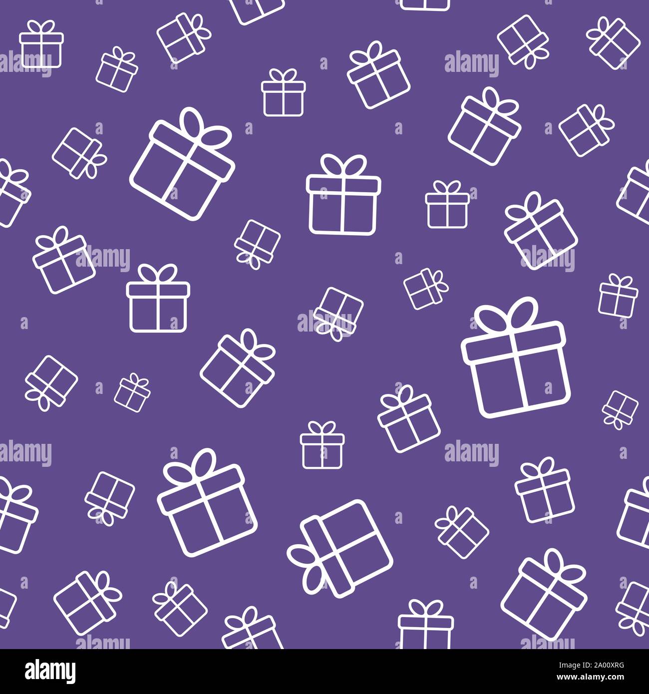 Gift boxes seamless pattern. Ultra violet color Stock Vector