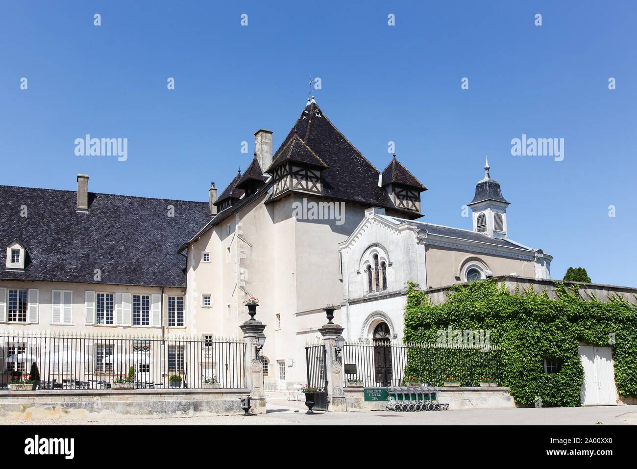 Pizay, France - May 22, 2015: Castle of Pizay  in Beaujolais, France. The Castle of Pizay, built in the XIXth century Stock Photo
