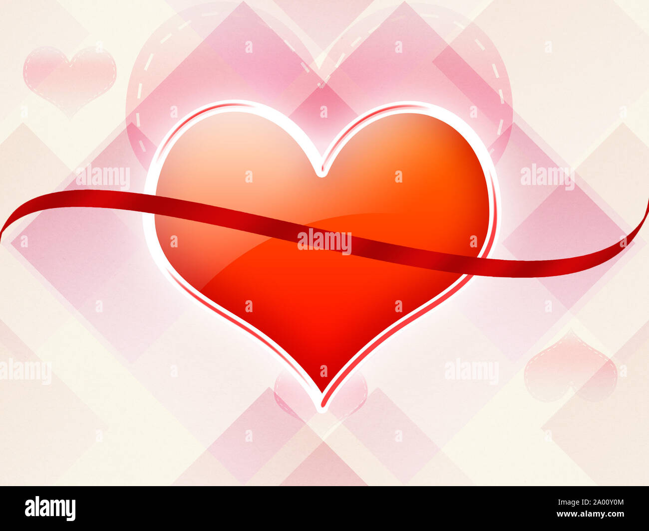 Illustration of Valentines day card with geometric shapes and big red ...