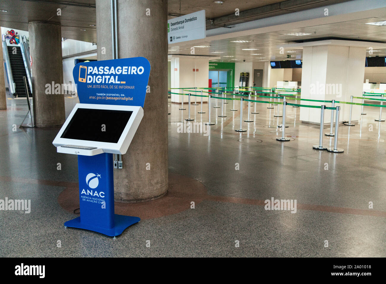 ANAC's information kiosk at Brasilia's International Airport. Stock Photo