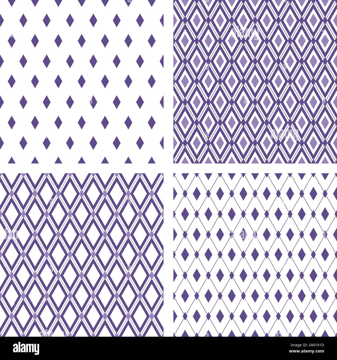 Set of seamless rhombus ultra violet backgrounds Stock Vector