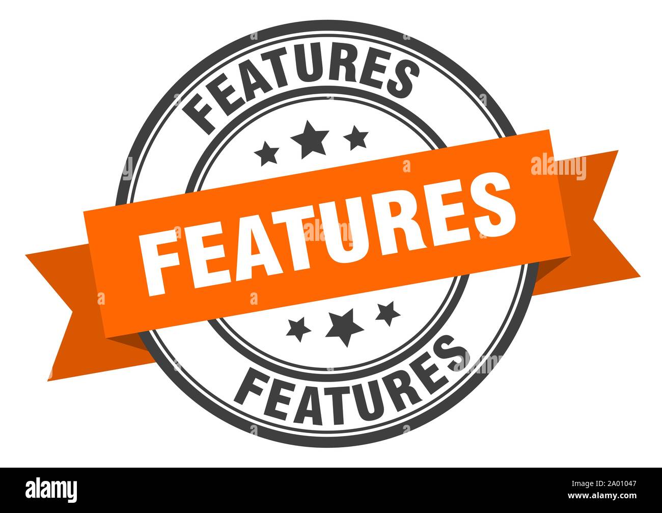 features label. features orange band sign. features Stock Vector Image ...