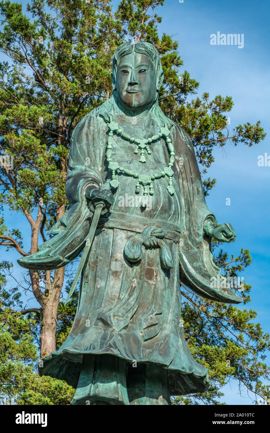 Statue of Prince Yamato Takeru (Prince Ōsu). 12th Emperor of Japan Located in Kenrokuen Garden