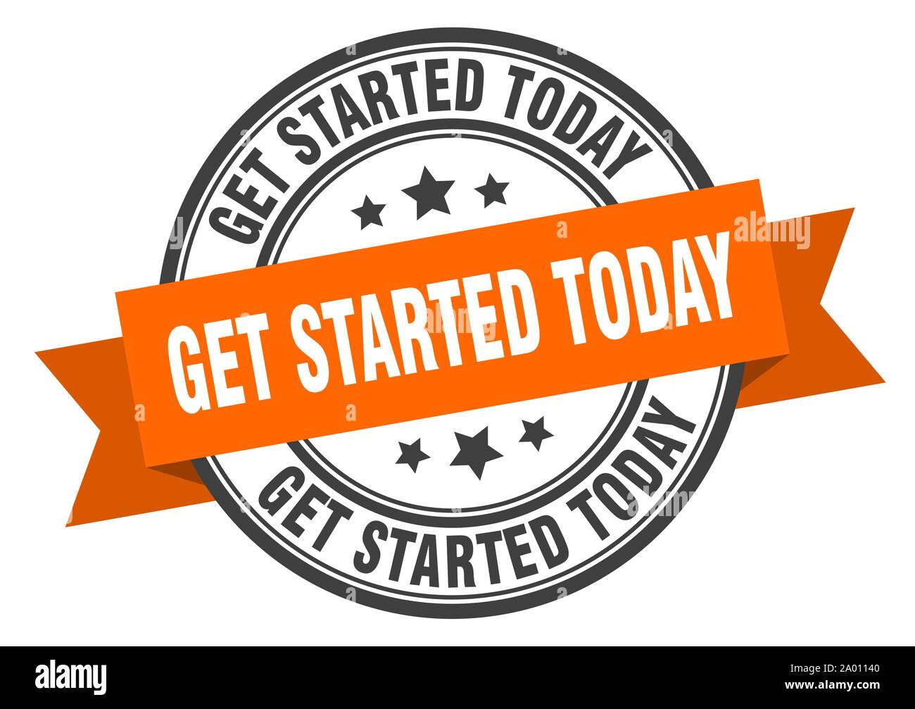get started today label. get started today orange band sign. get started today Stock Vector